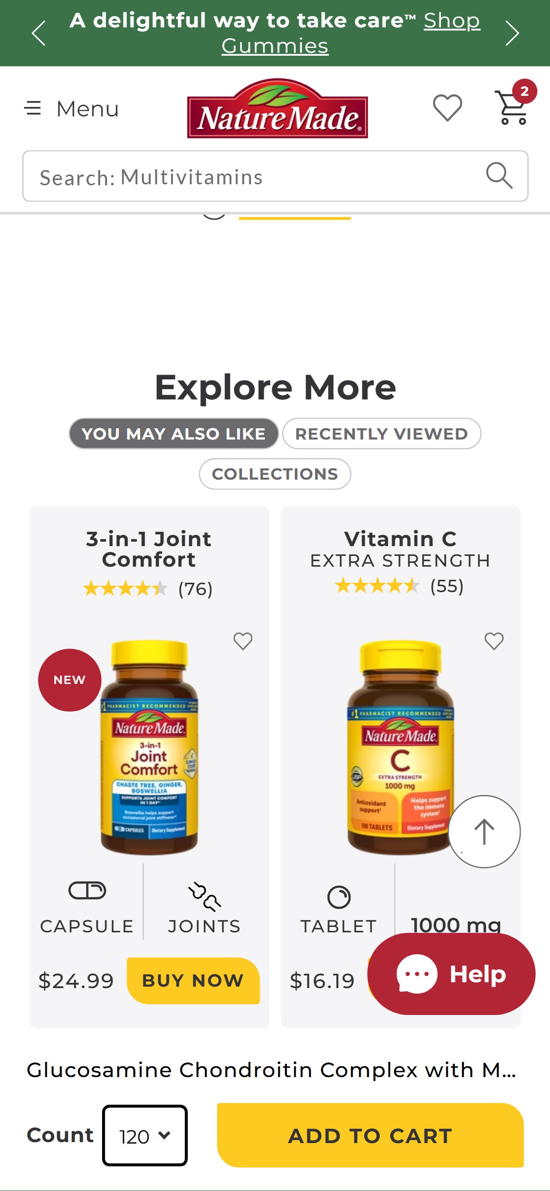 Nature Made — Cart (cross-sell / Explore More section)
