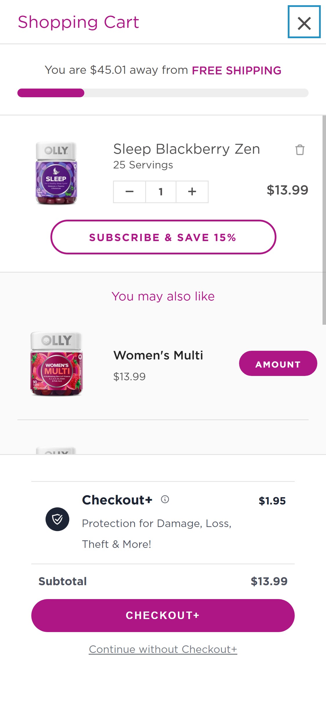 OLLY — Cart (express checkout options)