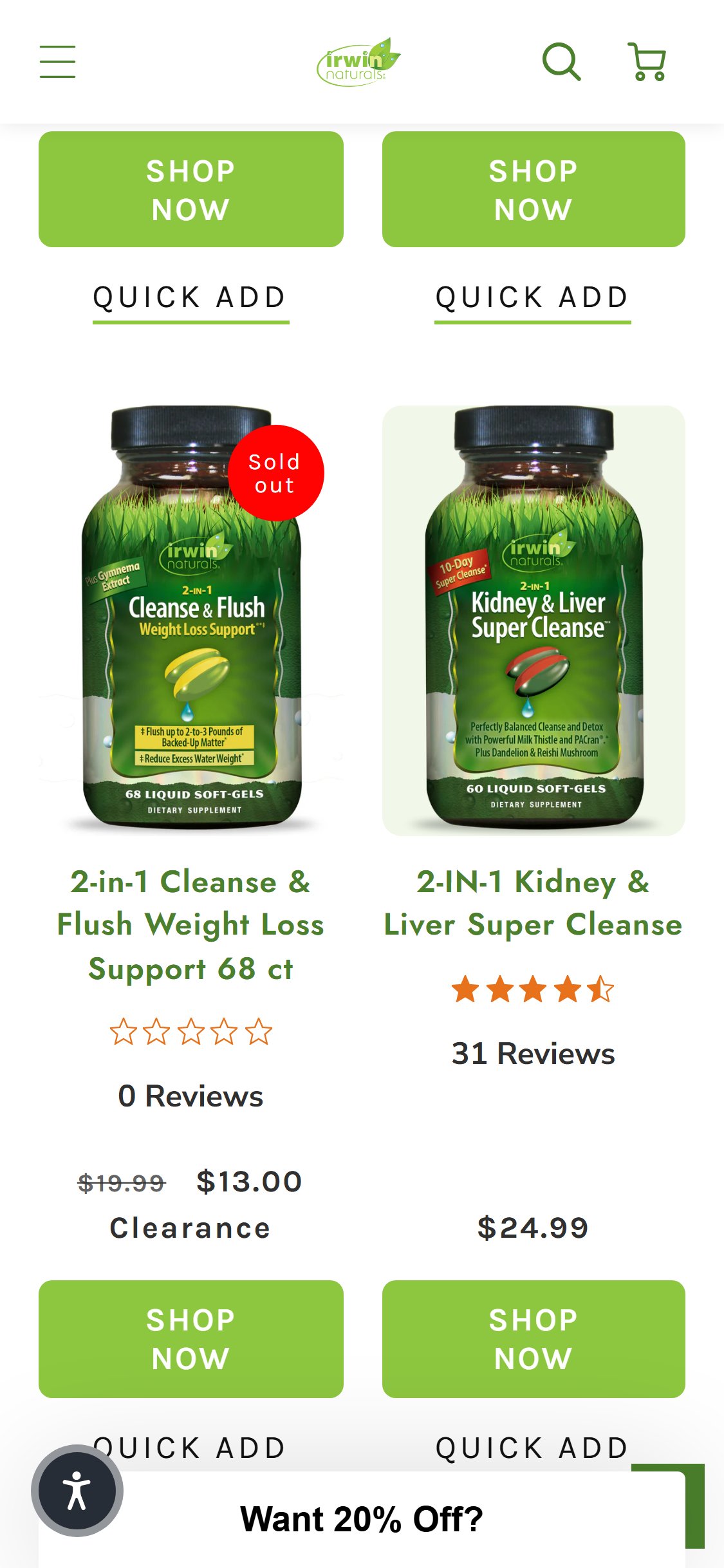 Irwin Naturals — Collection cards (no variant indicators)