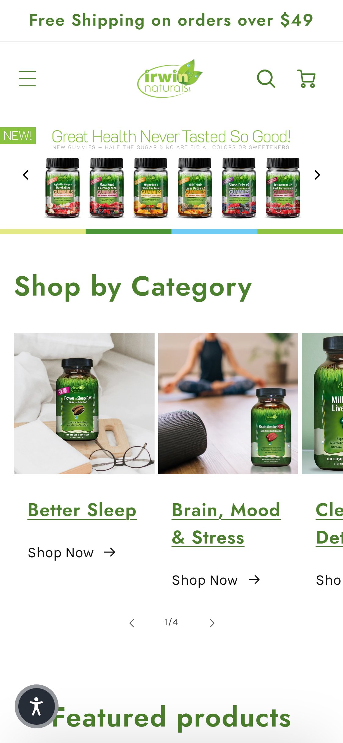 Irwin Naturals — Homepage (no trust badge bar)
