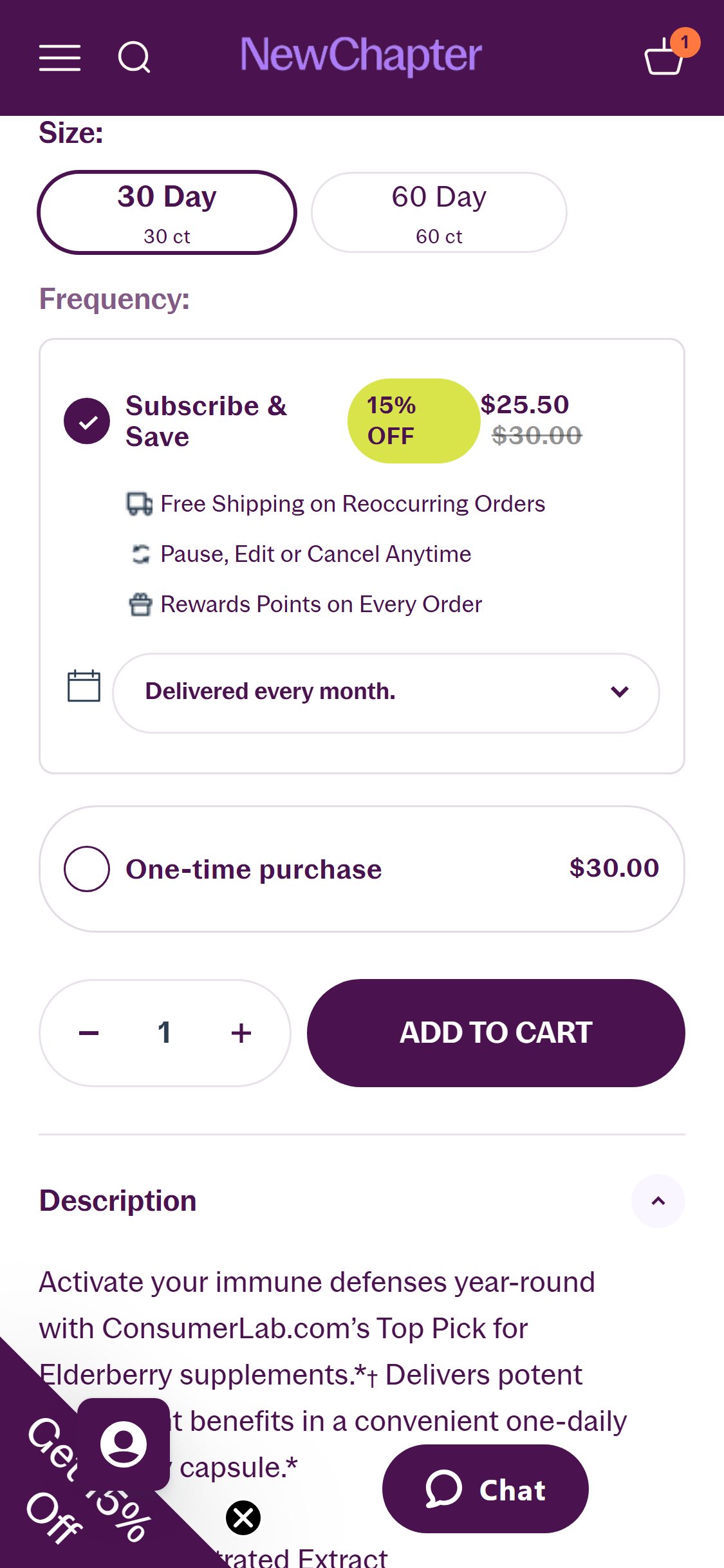 New Chapter — PDP (ATC zone with dynamic checkout)