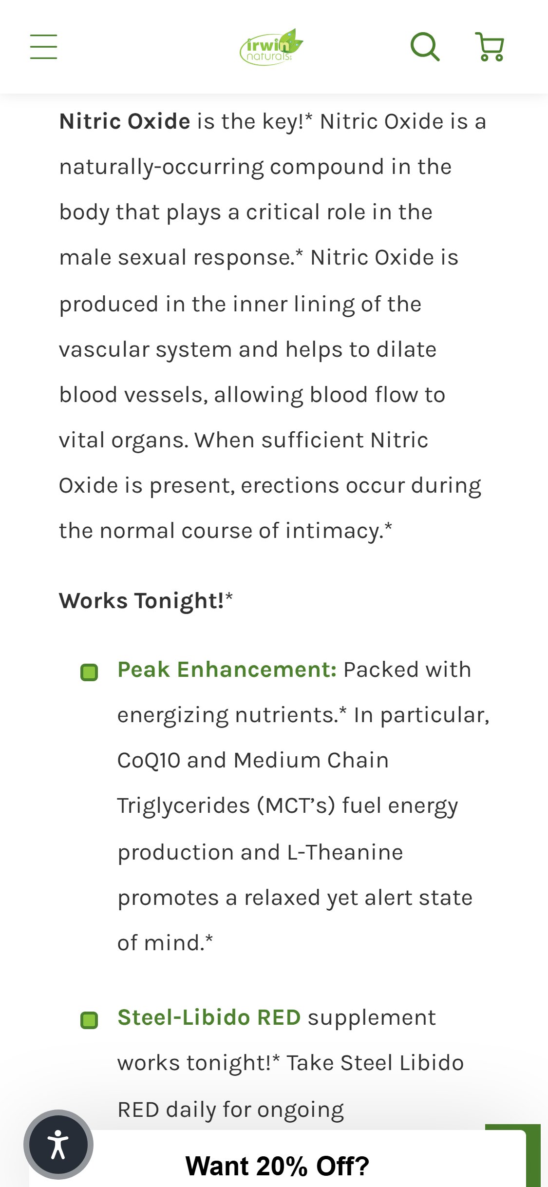 Irwin Naturals — PDP at 1500px scroll (no sticky ATC)